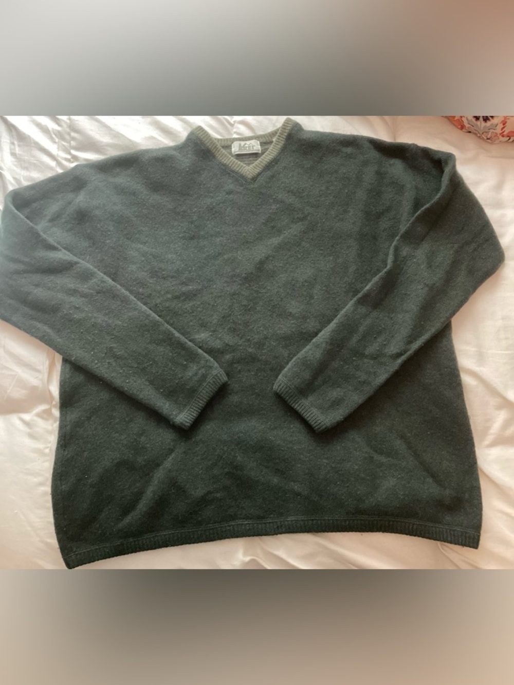 REI Men's Forest Green V-Neck Sweater